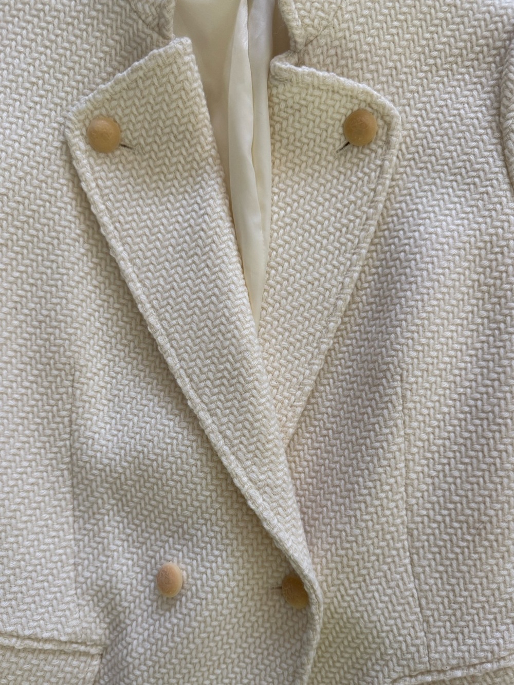 Vince Ivory Textured Wool Blend Double Breasted Blazer Jacket Size 0 - Picture 2 of 7